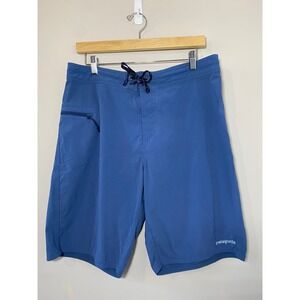 Patagonia Blue Wavefarer Board‎ Shorts Mens Sz 34 Zip Pocket Quick Dry Swim Surf